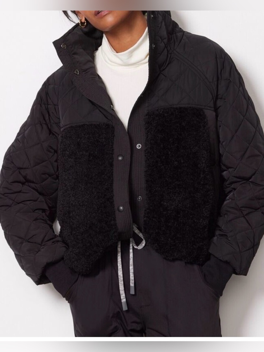 BlankNYC Sherpa Black quilted jacket with lining